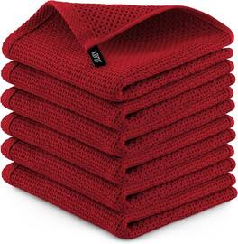 Zulay Kitchen - Towels 6 Pack 100% Cotton Waffle Weave - 12x12” Super Absorbent Dish Towels for Kitchen