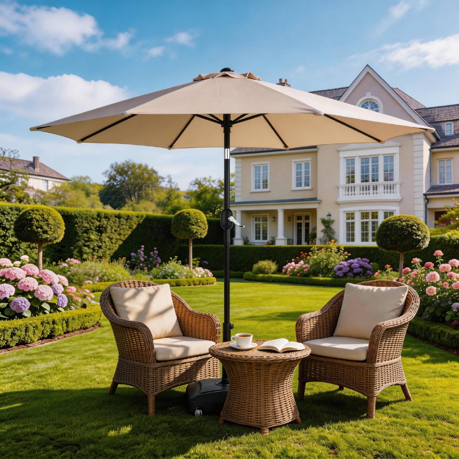 Angle. Winado - 9ft Patio Umbrella Outdoor Umbrella with Push Button Tilt and Crank, Umbrella Outdoor Patio for Patio, Deck, Backyard.