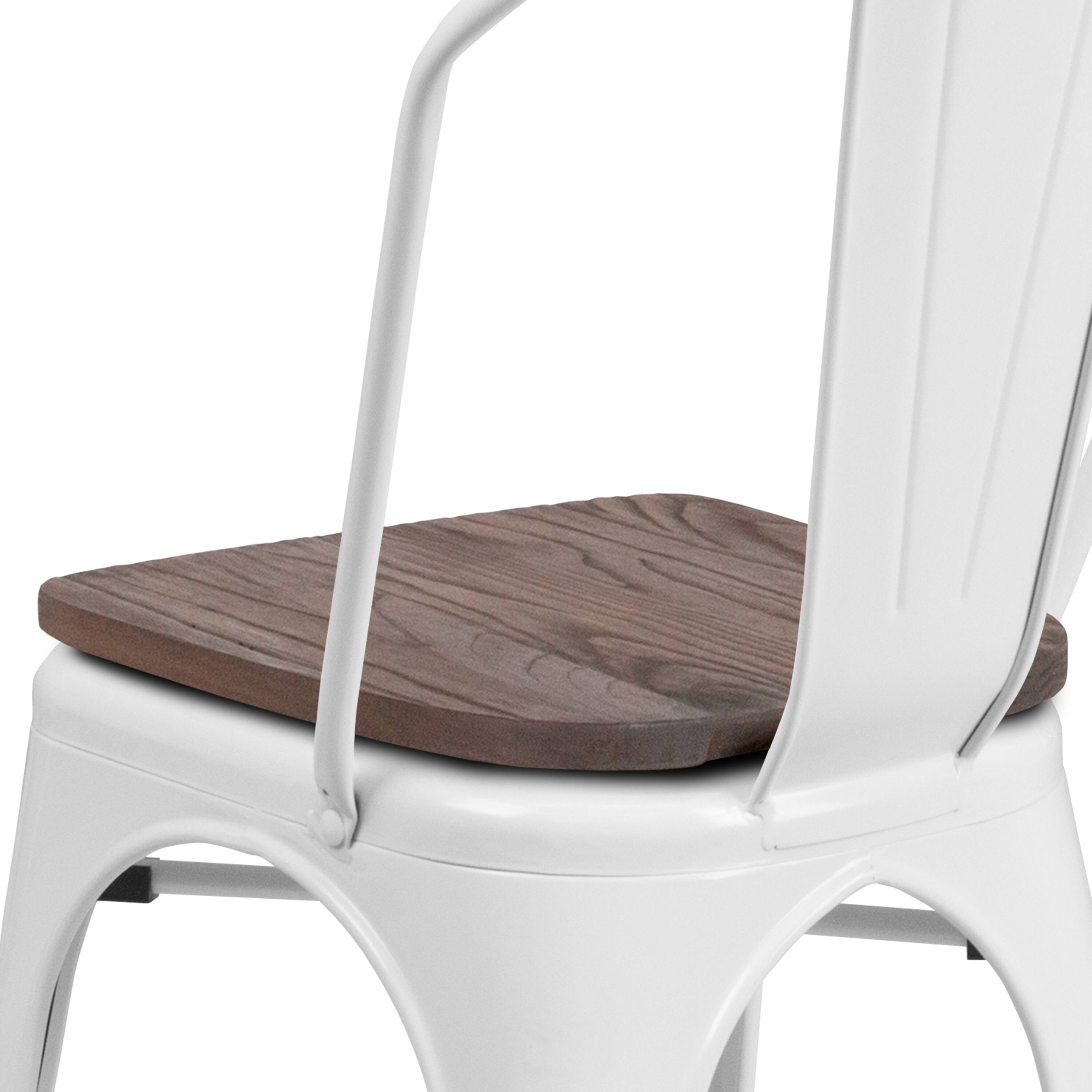 Alt View 9. Emma + Oliver - Colorful Metal Stackable Dining Chair with Wood Seat - White.