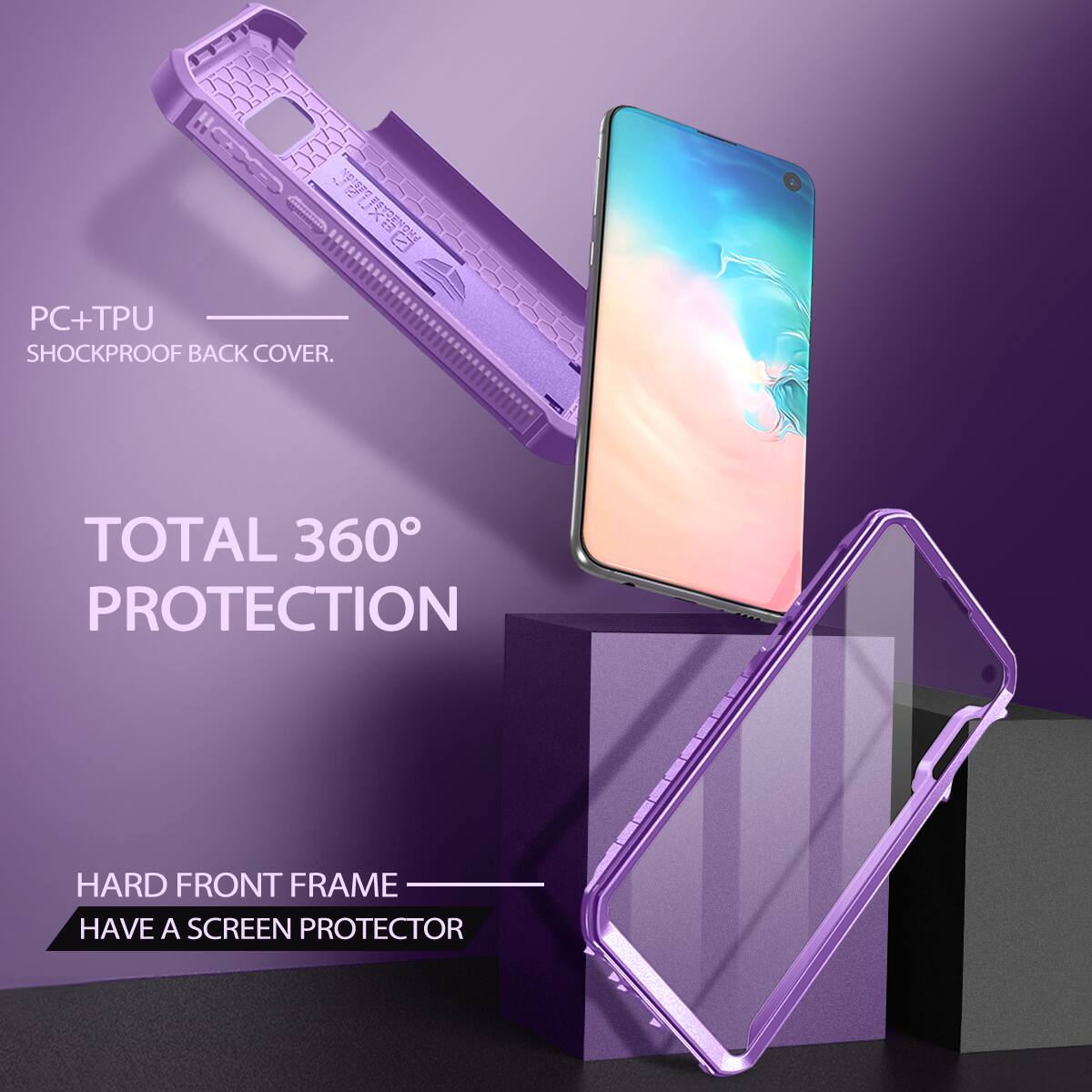 PC+TPU SHOCKPROOF BACK COVER.  
TOTAL 360° PROTECTION  
HARD FRONT FRAME  
HAVE A SCREEN PROTECTOR