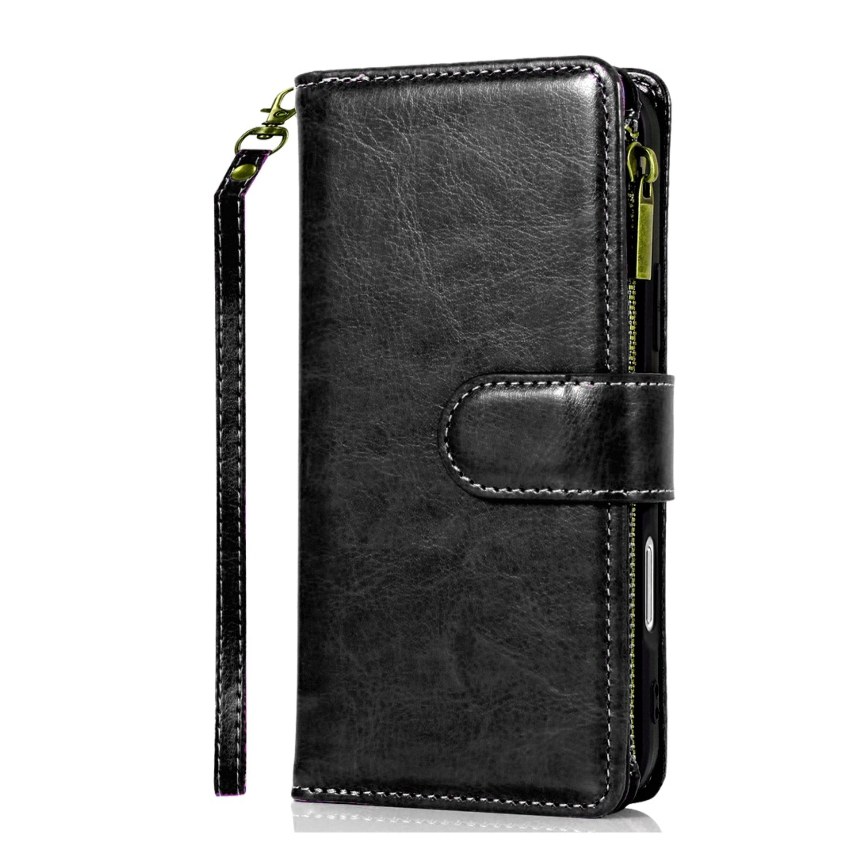 "Kitcheniva - PU Leather Phone Wallet Zipper With Tempered Glass For iPhone 16 6.1"" - Black" price history on PriceWatchPro