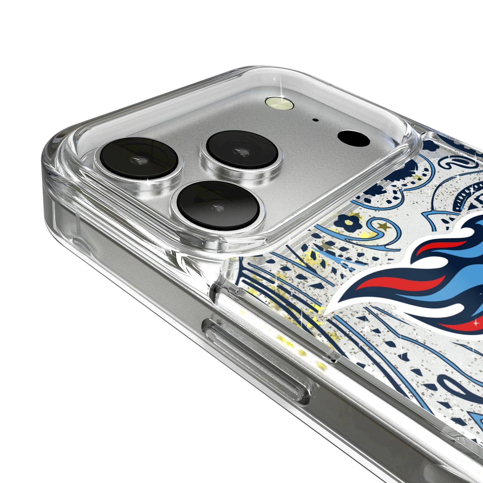 Alt View 2. Keyscaper - Tennessee Titans iPhone Paisley Design Glitter Case - 16 Pro - Multicolor.