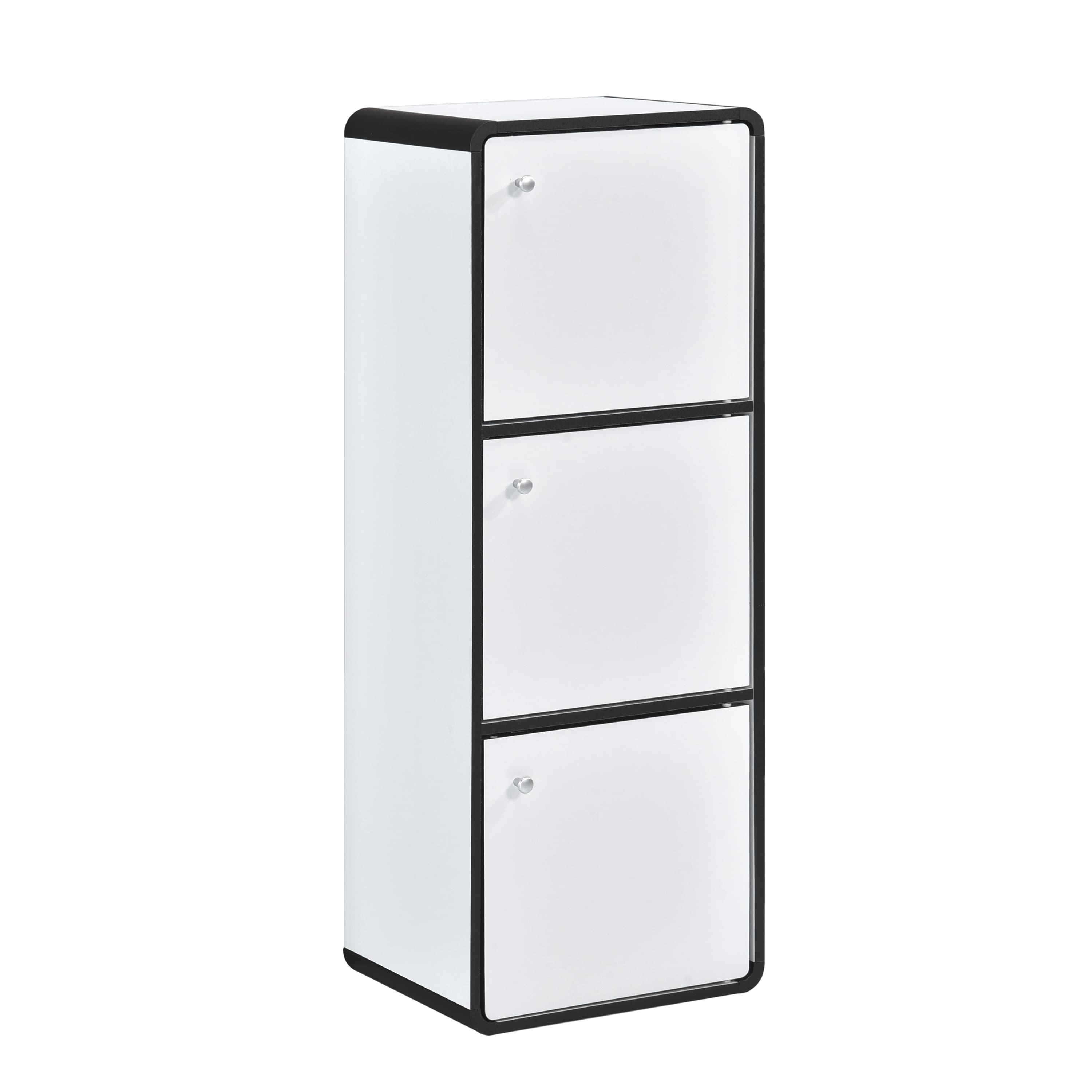 Kings Brand Furniture - Dothan Wood 3-Cubed Closed Bookcase - Storage Shelf Organizer Bookshelf - White