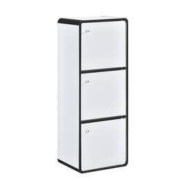 Kings Brand Furniture - Dothan Wood 3-Cubed Closed Bookcase - Storage Shelf Organizer Bookshelf - White