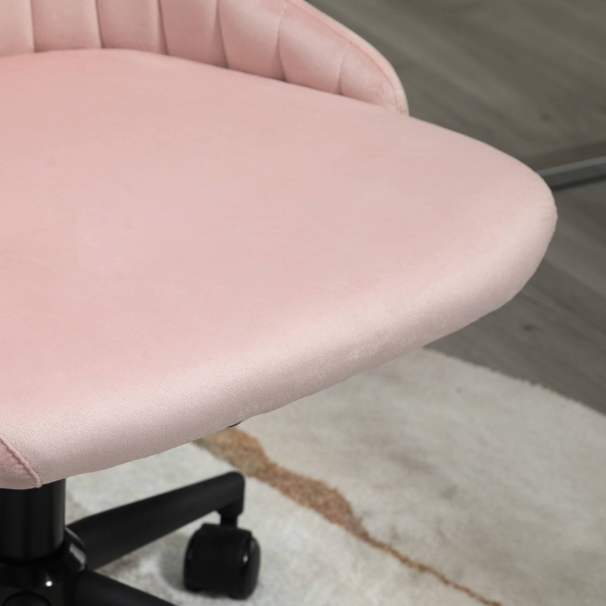 Alt View 8. Vinsetto - Velvet Scallop Shape Mid-Back Office Chair with Swivel - Pink.