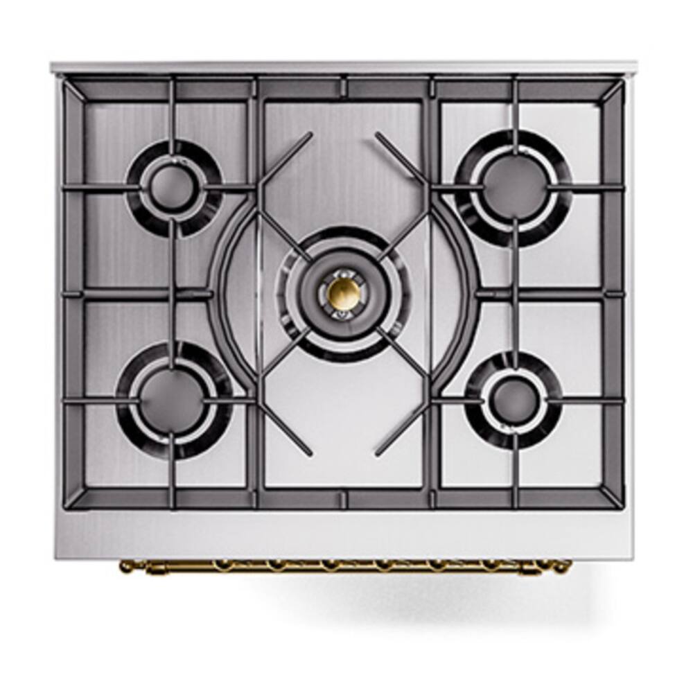 Alt View 8. ILVE - ILVE Professional Plus II Series 30 in. Dual Fuel Range with 5 Sealed Burners (Natural Gas, Satin Trim) - Stainless Steel.