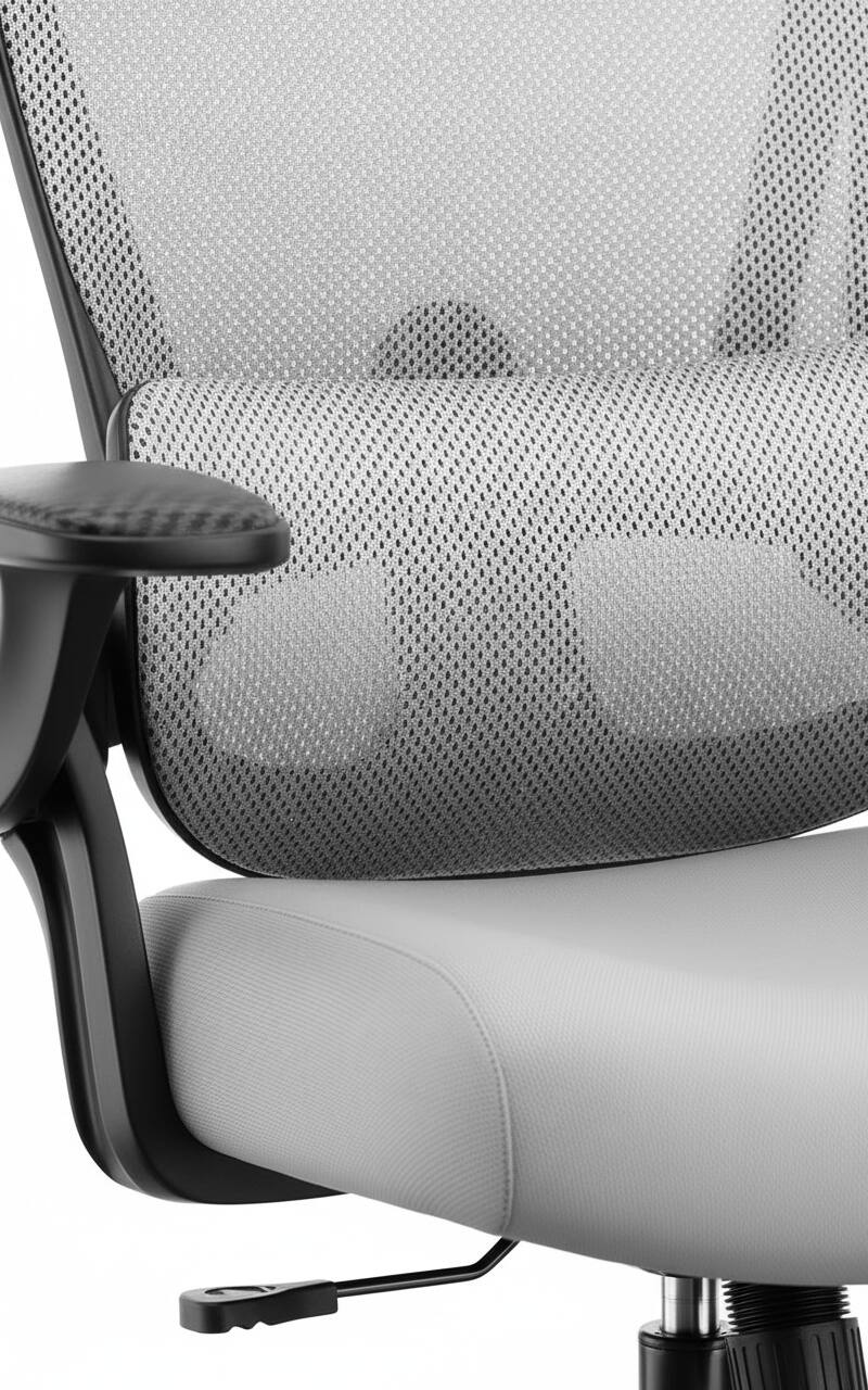 Left. AOITUN - Heavy Duty Ergonomic Office Chair for Daily Comfort, 650 lb Support, Adjustable Seat with Headrest and Lumbar Support - Gray.