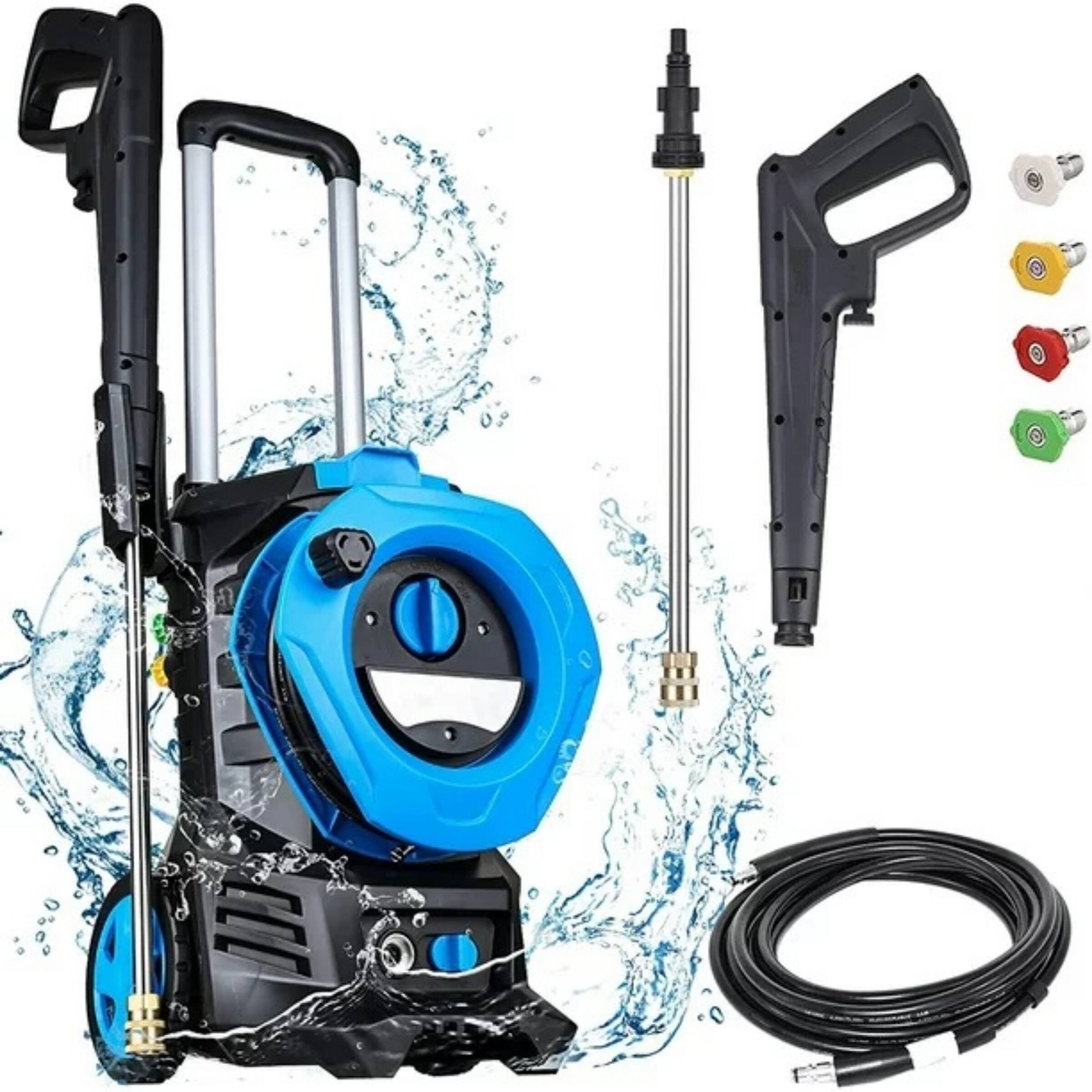 Front. Sugift - 3300 PSI 2.0 GPM Electric High Pressure Washer 25ft Hose with 4 Quick Connect Nozzles and Foam Connon - Blue.