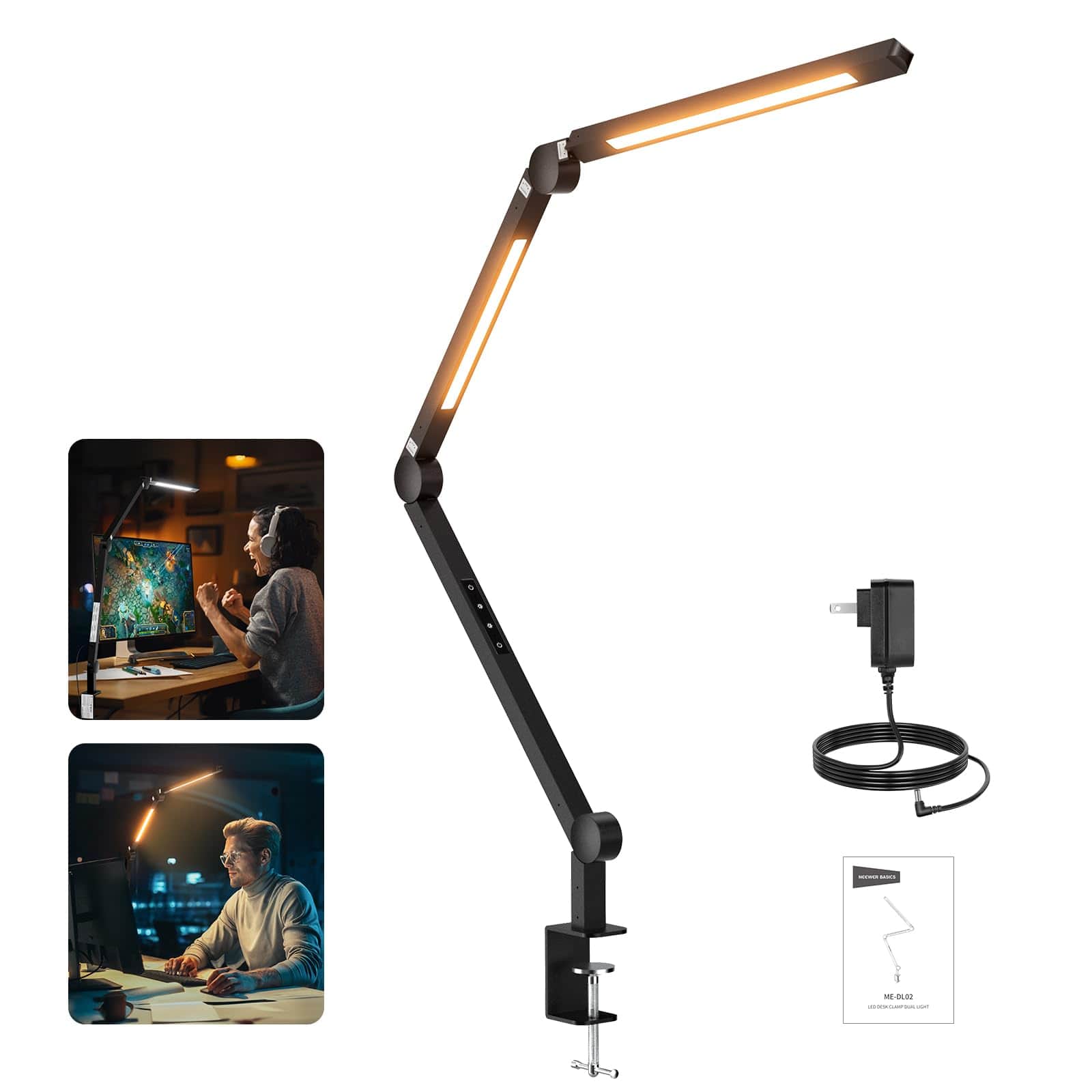 Neewer - Basics 42.5" Clip-On LED Architect Lamp, Dual Light Bars, CRI95+