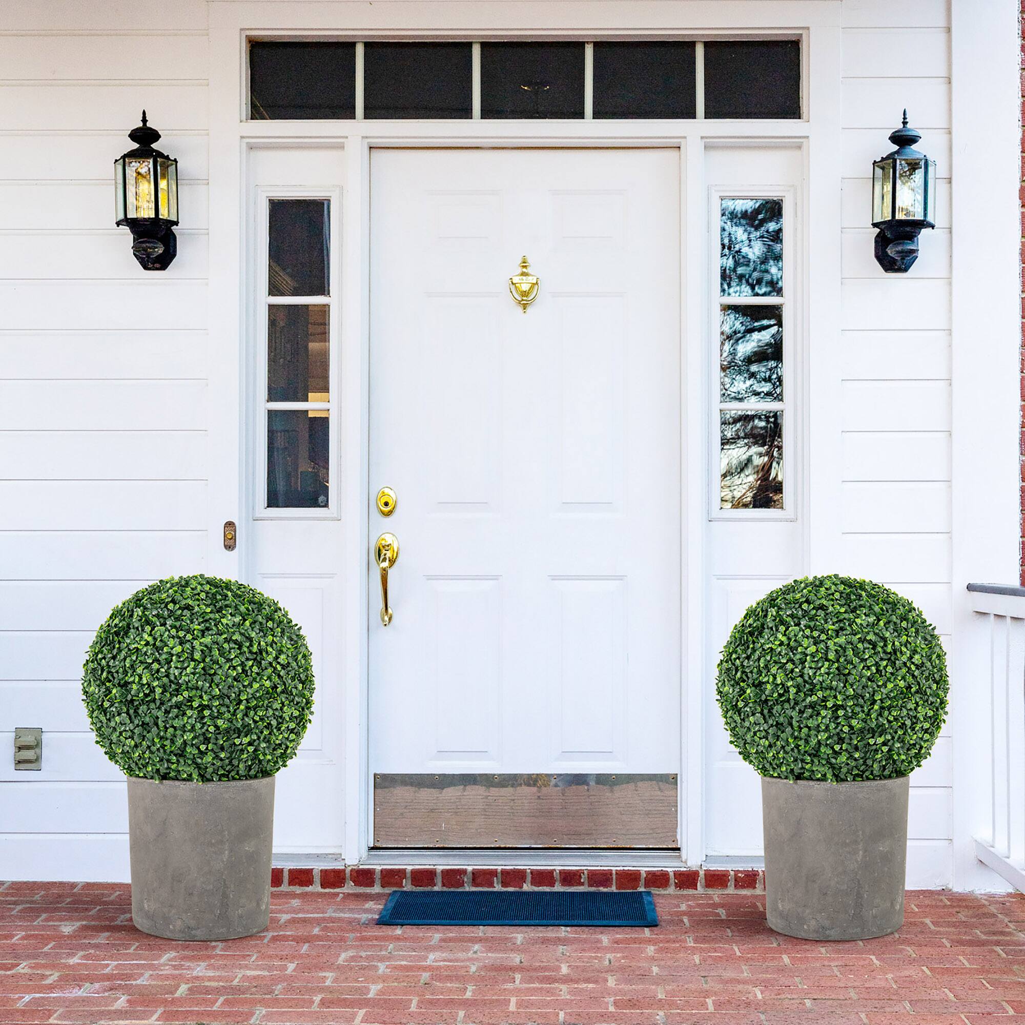 Alt View 3. Gymax - Gymax 2 PCS 16'' Artificial Boxwood Topiary Balls Sun-protective Round Greenery Bushes - Green.