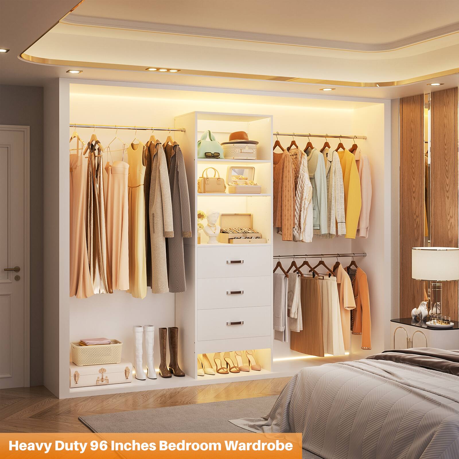 Heavy Duty 96 Inches Bedroom Wardrobe