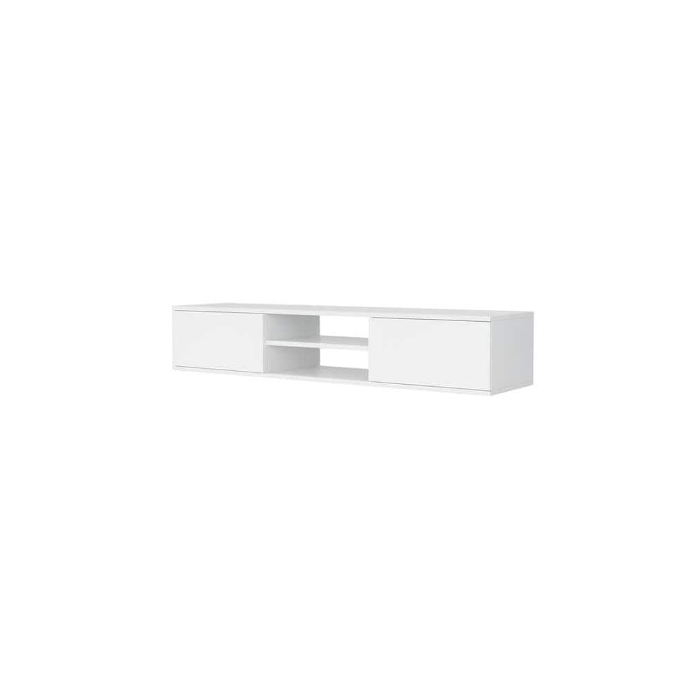 FurniFact - Floating TV Stand with Wall Mount Design and Engineered Wood Finish - White