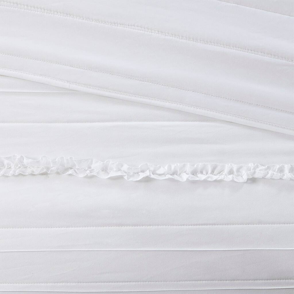 Alt View 5. Gracie Mills - Gracie Mills Sheila 4-Piece Reversible Ruffle Quilt Set with Throw Pillow - White.