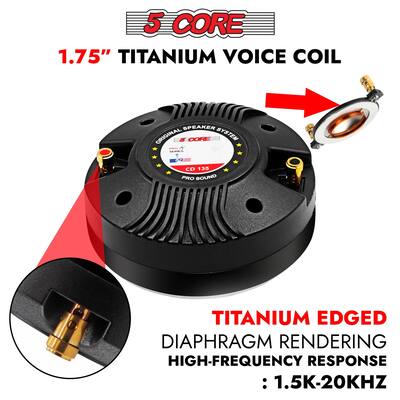 5 CORE Compression Driver 300W RMS 8 Ohm Titanium Horn Audio 5 CORE Compression Driver 300W RMS 8 Ohm Titanium Horn Audio