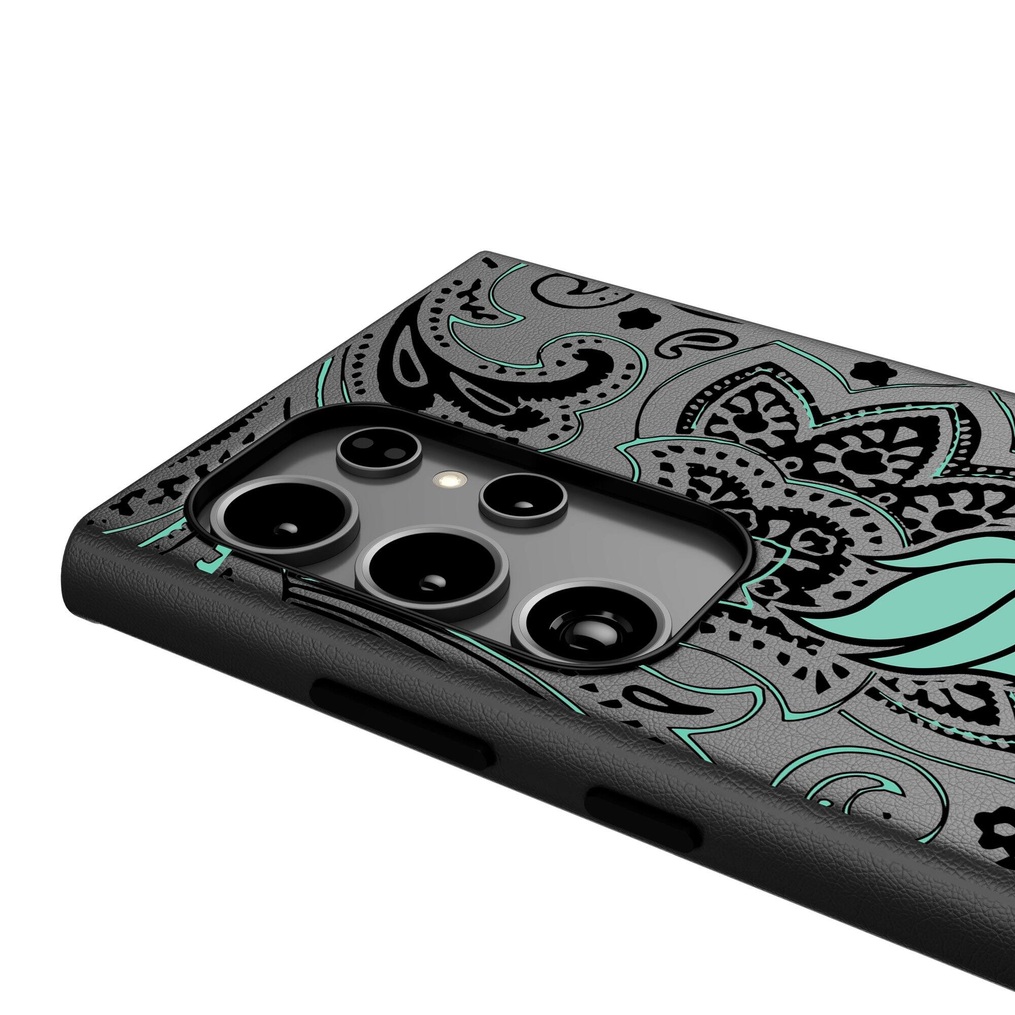 Alt View 3. Keyscaper - New York Liberty Paisley Galaxy Magnetic Bump Case - S25 - Black.