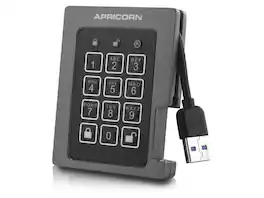 Apricorn - Aegis Padlock ASSD-3PL256-1TBF 1TB SSD - 2.5" - USB 3.1 - 256-bit Encryption - Black