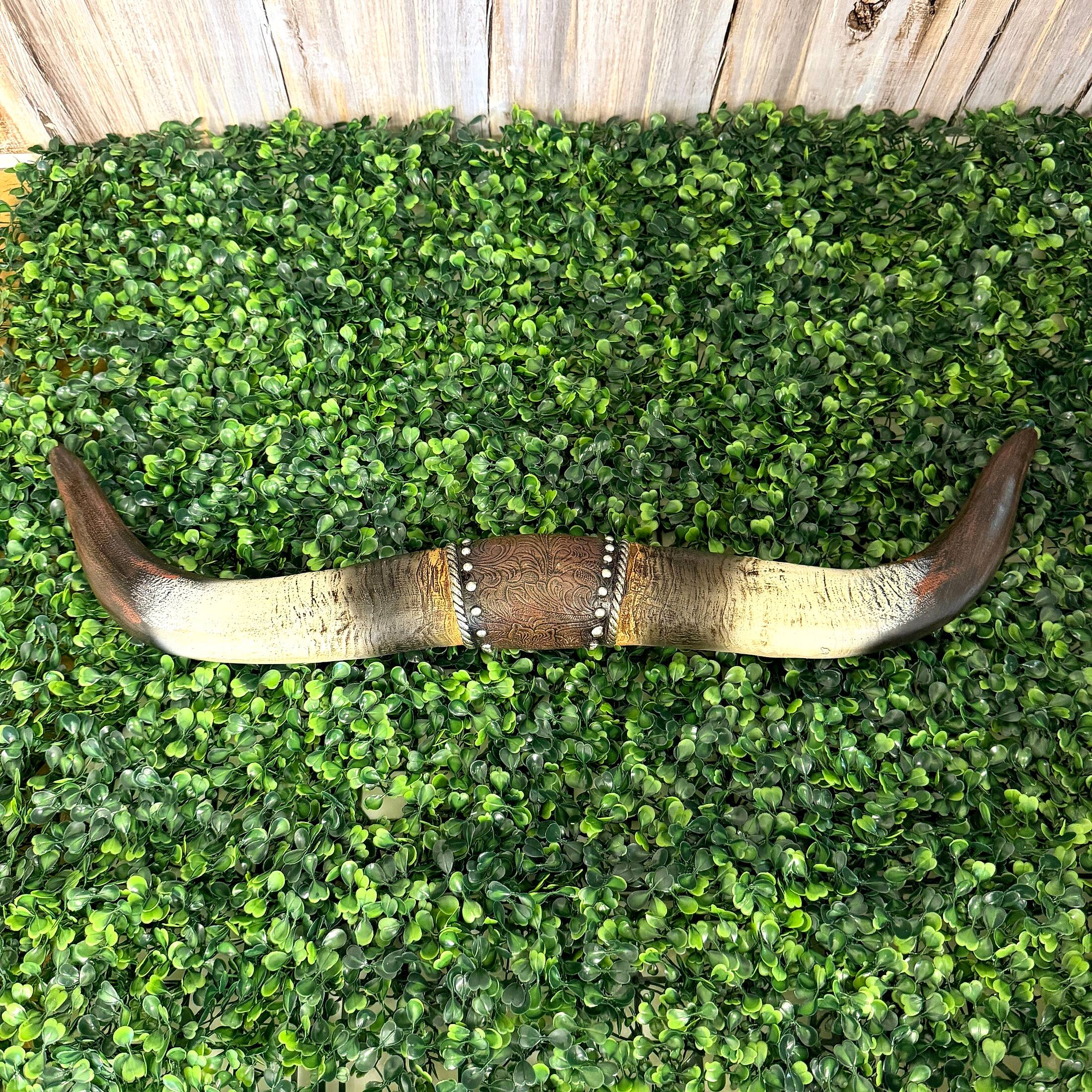 Alt View 5. Things2Die4 - Longhorn Wall Sculpture Western Rustic Distressed Resin 22.25 in Decor - Brown.