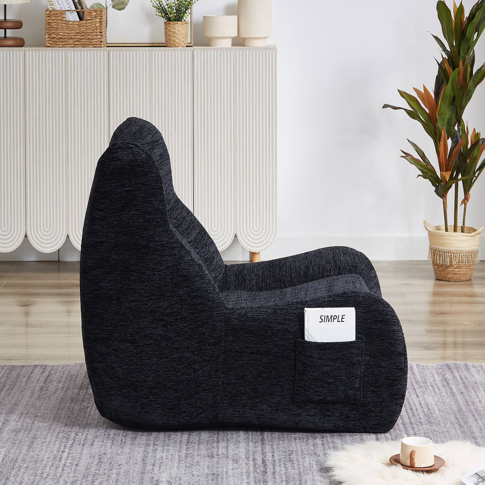 Alt View 7. GOODSILO - Oversized Bean Bag Chair with Armrests - Comfy Lounge Lazy Floor Sofa Accent Chair for Living Room, Bedroom - Black.