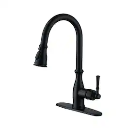 3-Spray Patterns Single Handle Pull Down Sprayer Kitchen Faucet with Deck Plate and Ceramic Cartridge