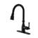 Front. Boyel Living - 3-Spray Patterns Single Handle Pull Down Sprayer Kitchen Faucet with Deck Plate and Ceramic Cartridge in Matte Black - Matte Black.