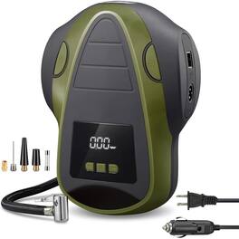 Fabibe - Tire Inflator Portable Air Compressor Pump Dc/ac For Car Tires 12v Dc And Other Inflatables At Home 110v Ac Digital - Green AC/DC Power (110V/12V)