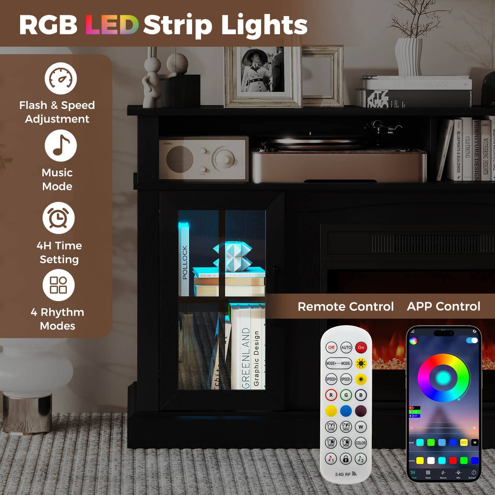 RGB LED Strip Lights

- Flash & Speed Adjustment
- Music Mode
- 4H Time Setting
- 4 Rhythm Modes

Remote Control APP Control

- Graphic Design
- 2.4G RF