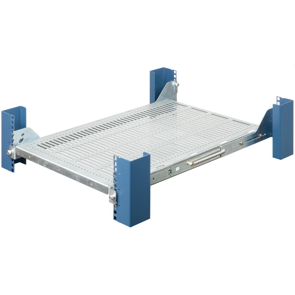 Front. RackSolutions - RackSolutions 1U 115 Tool-less Sliding Equipment Shelf 27in Depth - 95lb Capacity, Tool-less Installation - Metallic.