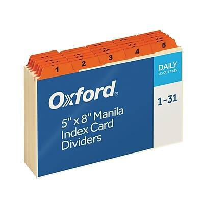 Oxford  
5" x 8" Manila Index Card Dividers  
Daily 1/3 Cut Tabs  
1-31