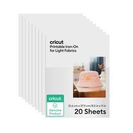 Cricut - Printable Iron-On For Light Fabrics - 8.5 in x 11 in (20 ct), White