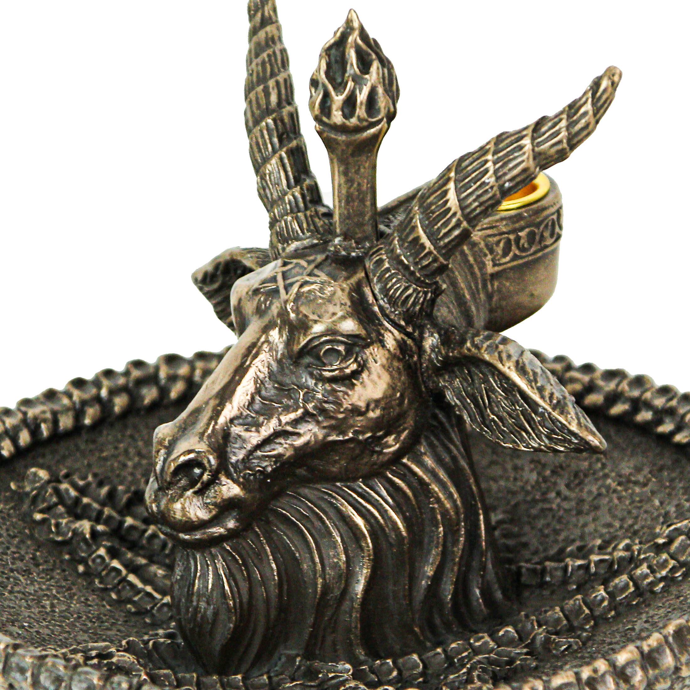 Alt View 5. Veronese Design - Baphomet Goat Head Ritual Altar Bronze Finish Backflow Incense Burner 5 Inches - Bronze.