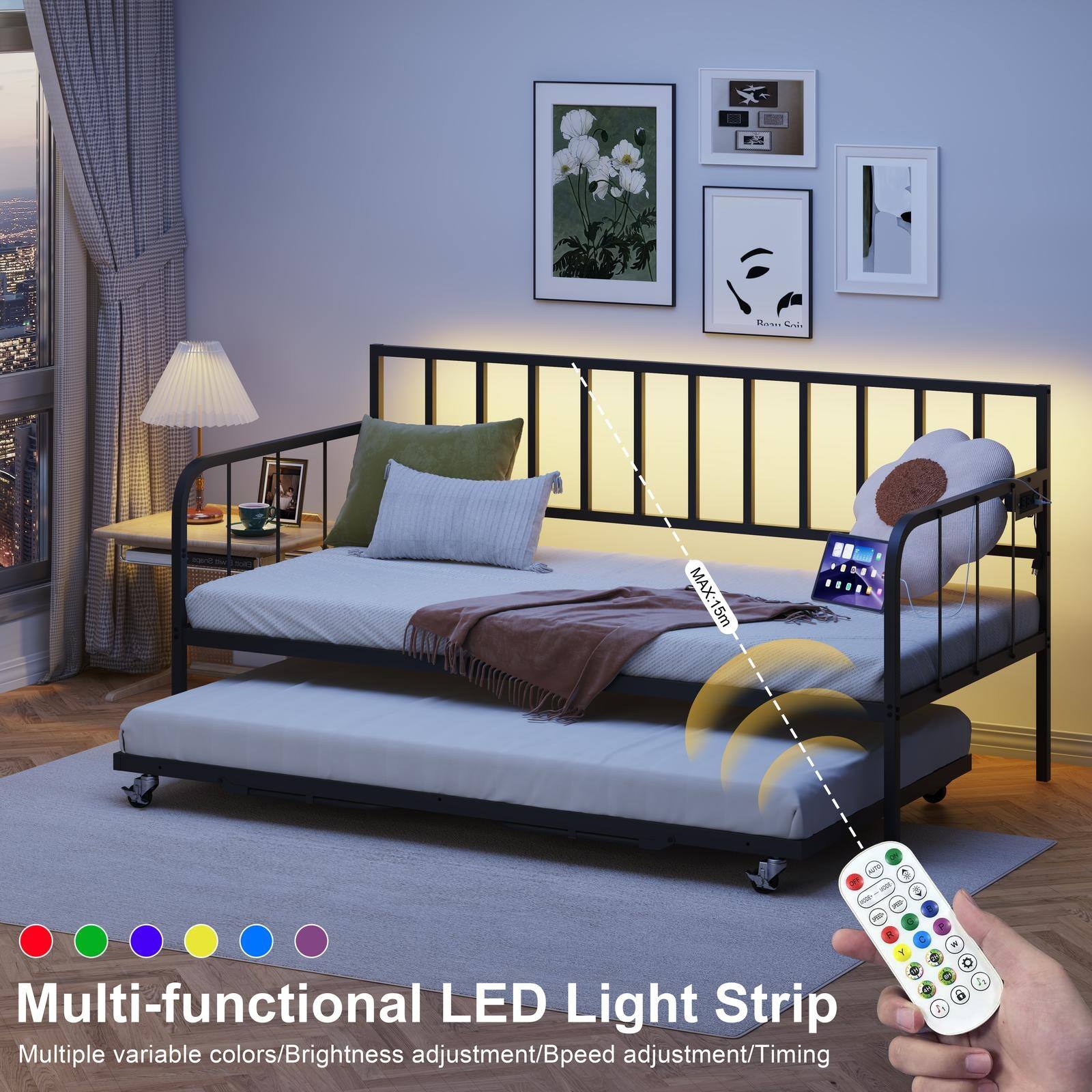 Multi-functional LED Light Strip  
Multiple variable colors/Brightness adjustment/Bpeed adjustment/Timing