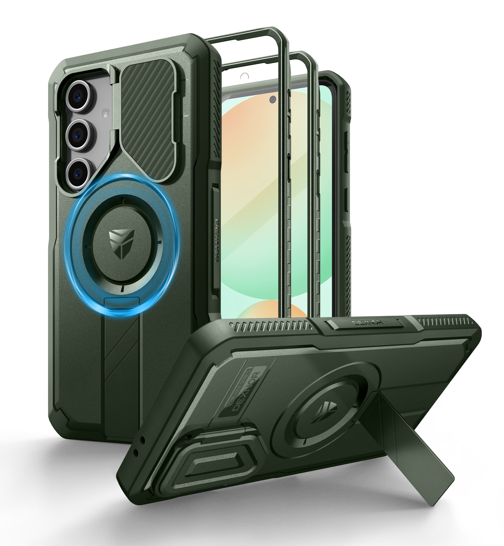 dexnor - for Samsung Galaxy S24 FE Case with Camera Cover & Adjustable Kickstand & Built-in Screen Protector - Army Green price history on PriceWatchPro