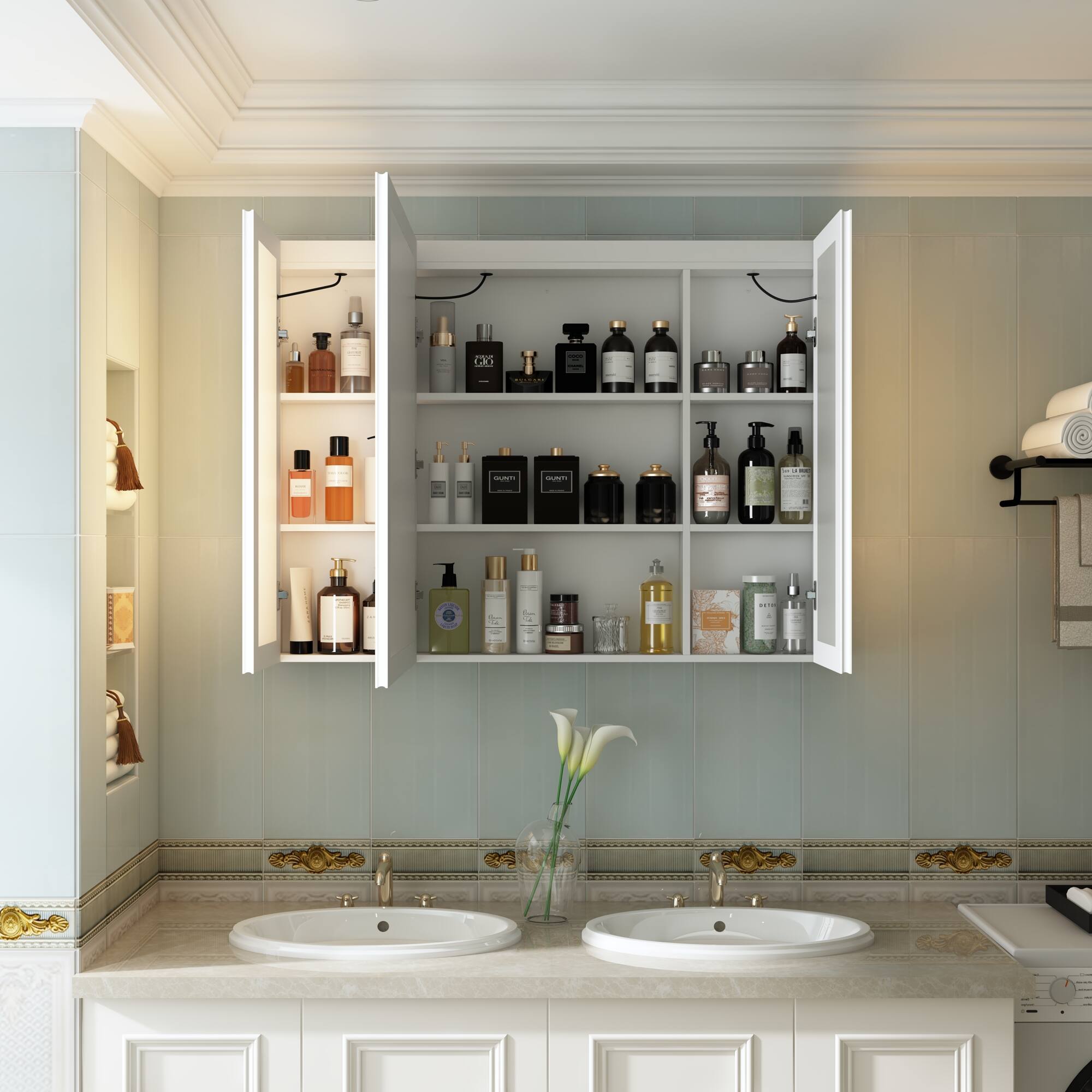 Alt View 9. Famapy - Famapy LED Smart Bathroom Mirror Cabinet with Defogger & Touch Control - White.