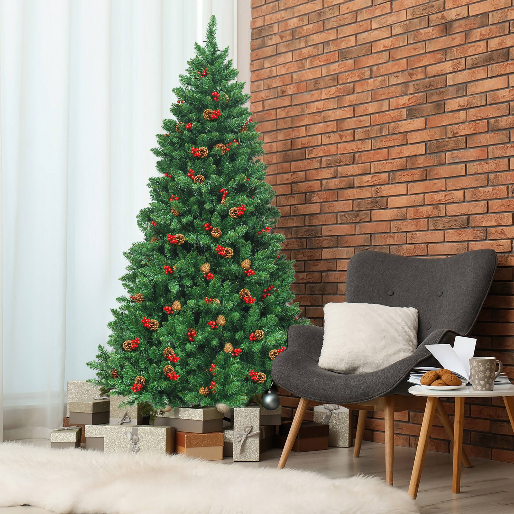 Alt View 2. Gymax - Gymax 6.5FT Pre-Lit Christmas Tree Hinged Artificial Tree Indoor w/ LED Lights - Green.