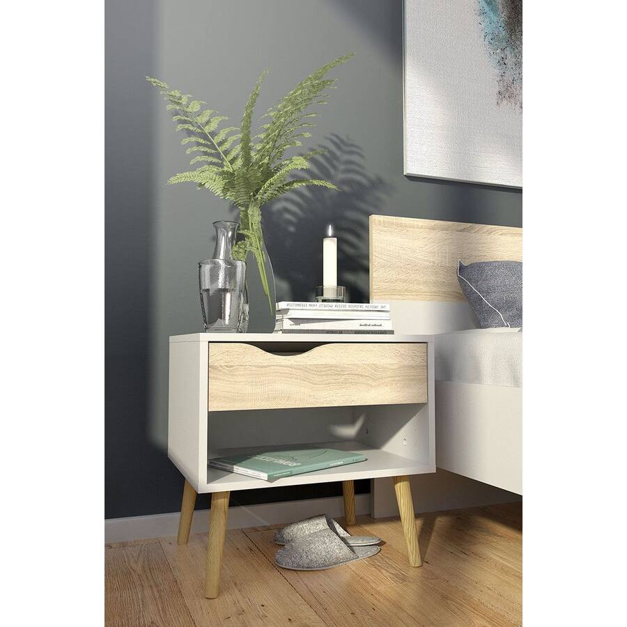 Hivvago Modern Mid Century Style End Table Nightstand White