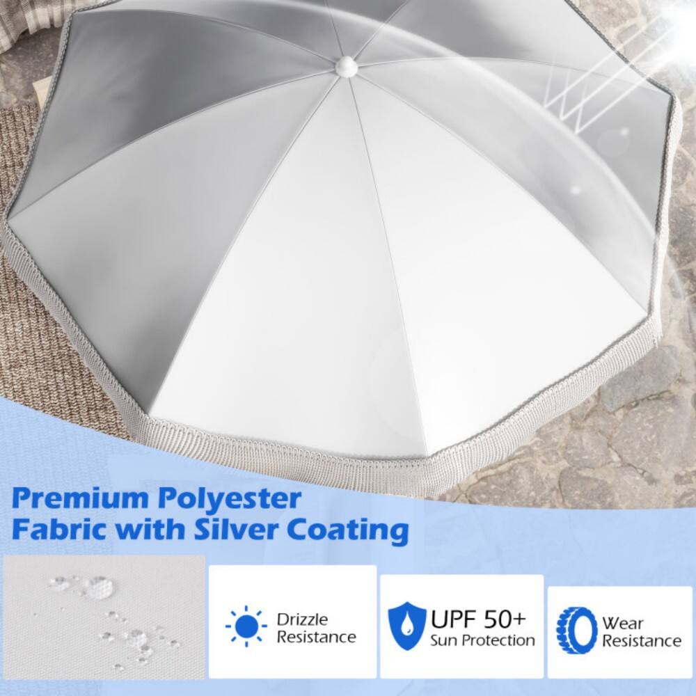 Premium Polyester Fabric with Silver Coating  
- Drizzle Resistance  
- UPF 50+ Sun Protection  
- Wear Resistance