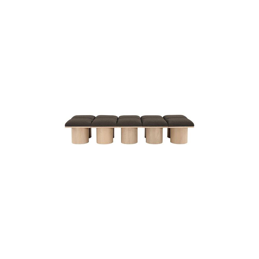 Alt View 1. Meridian Furniture - Pavilion Brown Boucle Fabric Bench - Brown.