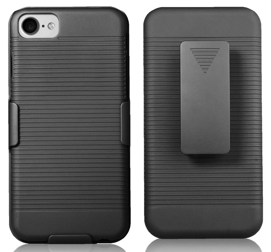 Alt View 2. Nakedcellphone - Case and Belt Clip Holster for iPhone 8 - Black.