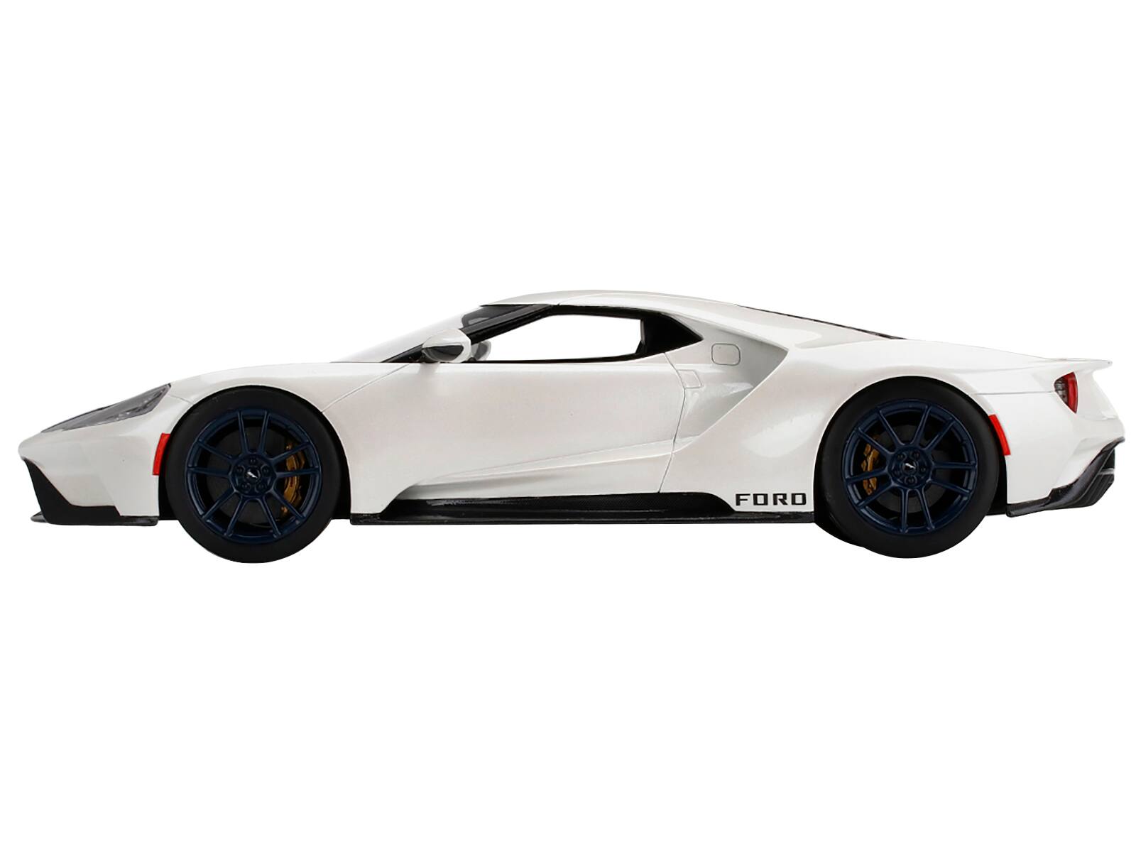 Left. Top Speed - Ford GT "1964 Prototype Heritage Edition" White with Dark Blue Hood and Stripe 1/18 Model Car by Top Speed - White with Dark Blue.