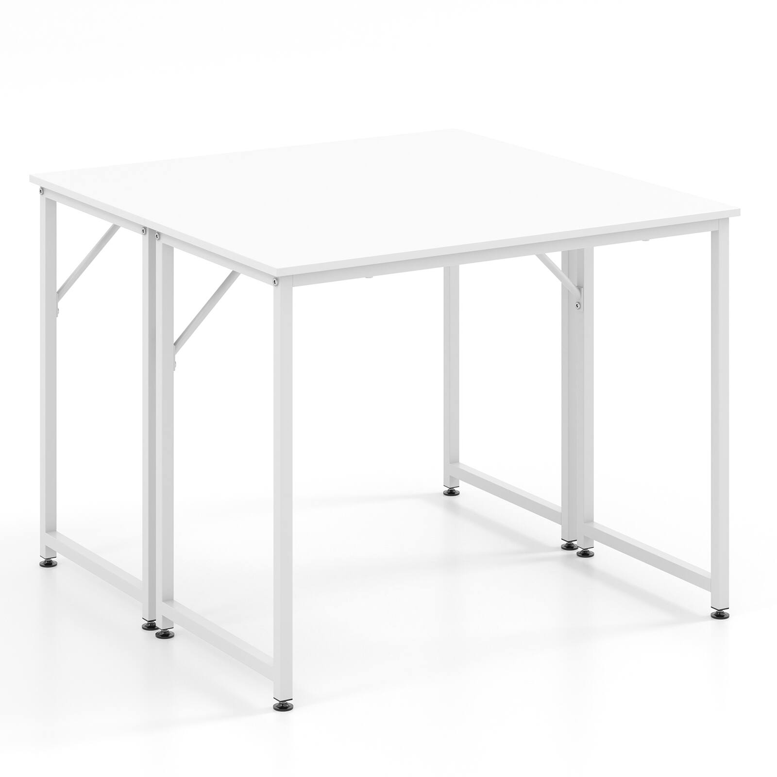 Costway - Set of 2 Conference Tables Rectangular Meeting Room Table - White