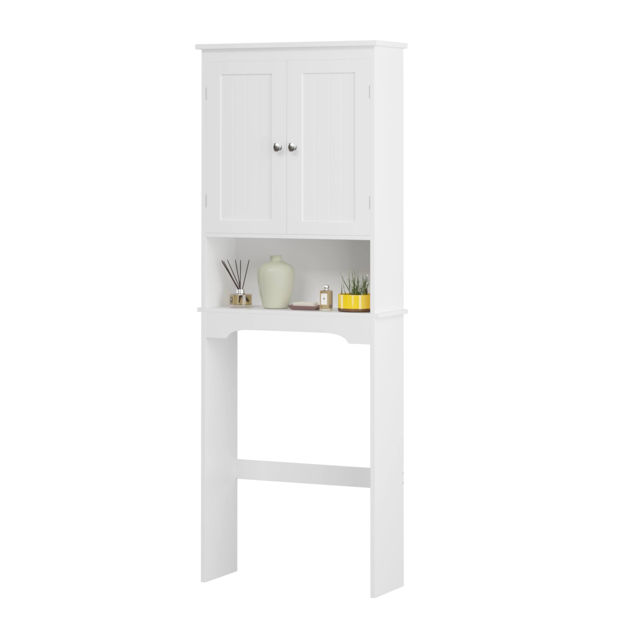 Alt View 4. Z-Edge - Over the Toilet Storage Cabinet, Bathroom Shelf Organizer, Small Freestanding Space Saver with Adjustable Shelf - White.