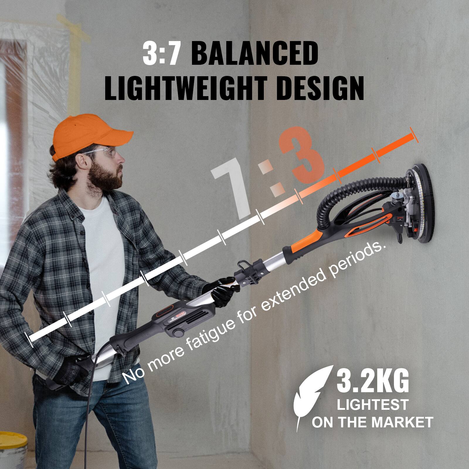 3:7 BALANCED LIGHTWEIGHT DESIGN  
7:3  
No more fatigue for extended periods.  
3.2KG  
LIGHTEST ON THE MARKET