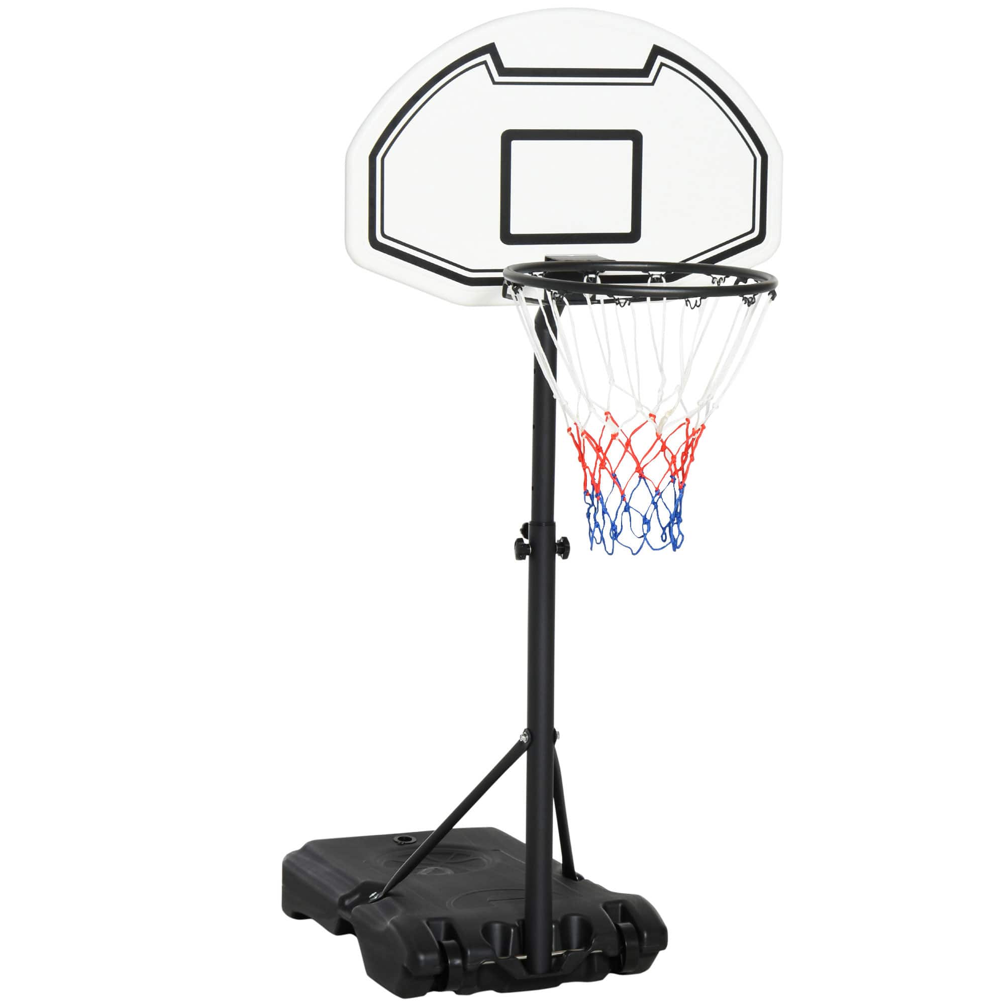 Ecooso - Poolside Basketball Hoop System, Adjustable 3-4 ft, 30" Backboard, Portable Stand - Black