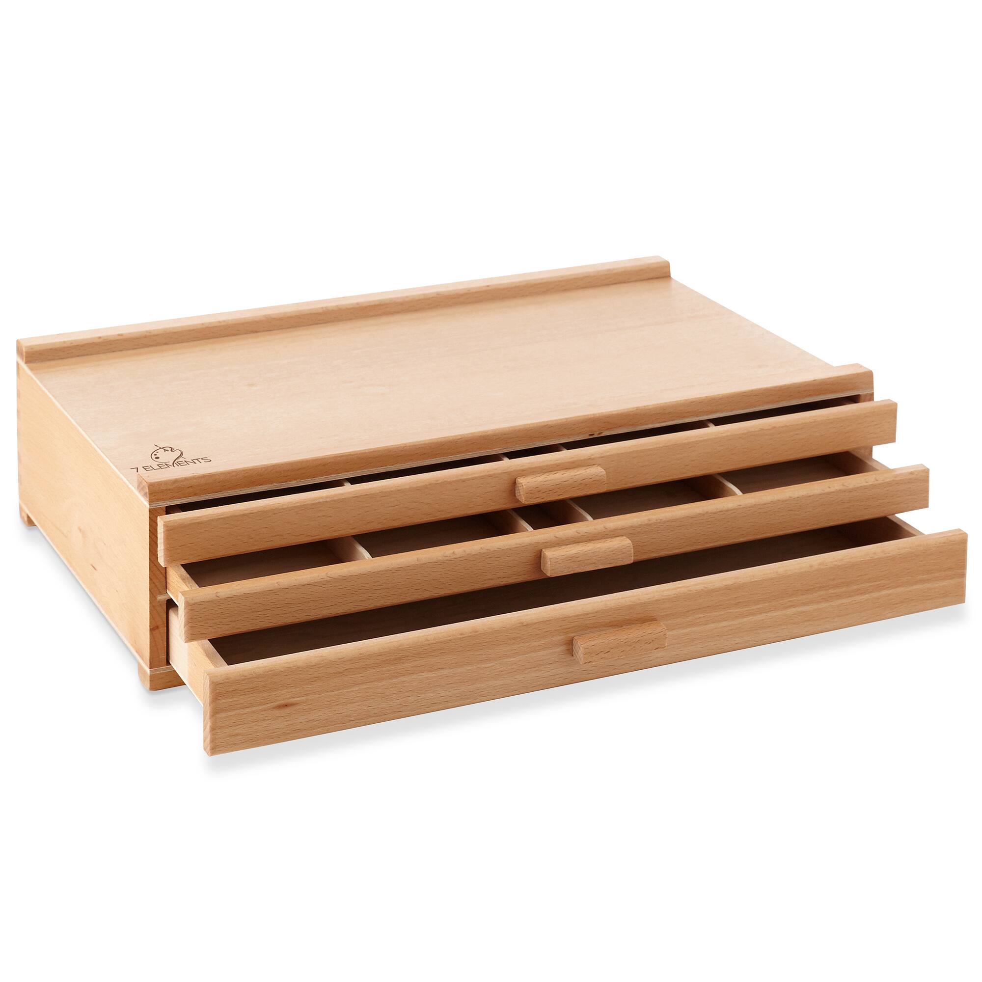 7 Elements Multi Drawer Beechwood Artist Storage Supply Box Natural ...