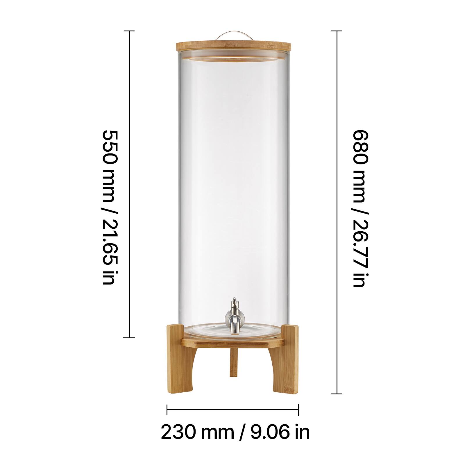 550 mm / 21.65 in  
680 mm / 26.77 in  
230 mm / 9.06 in