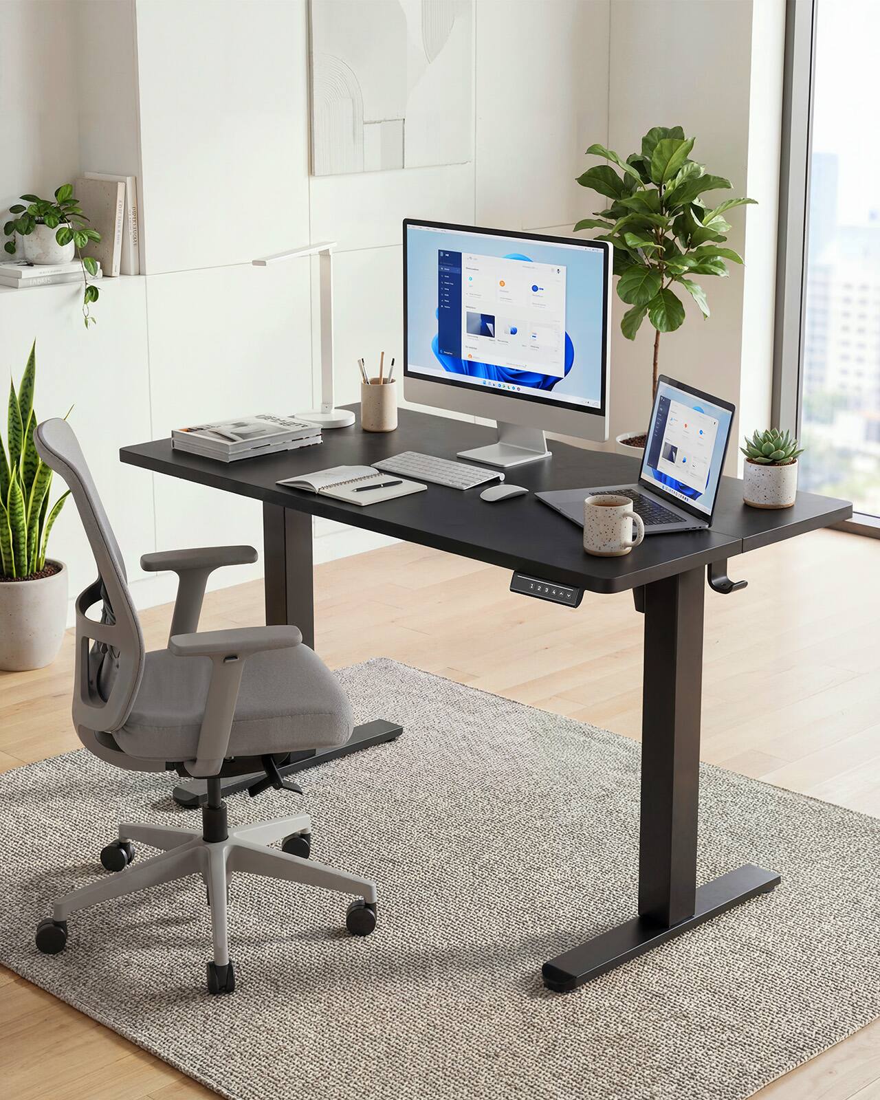 The text in the image is:

- "1234" (on the desk)
- "LIVING" (on a book on the shelf)
