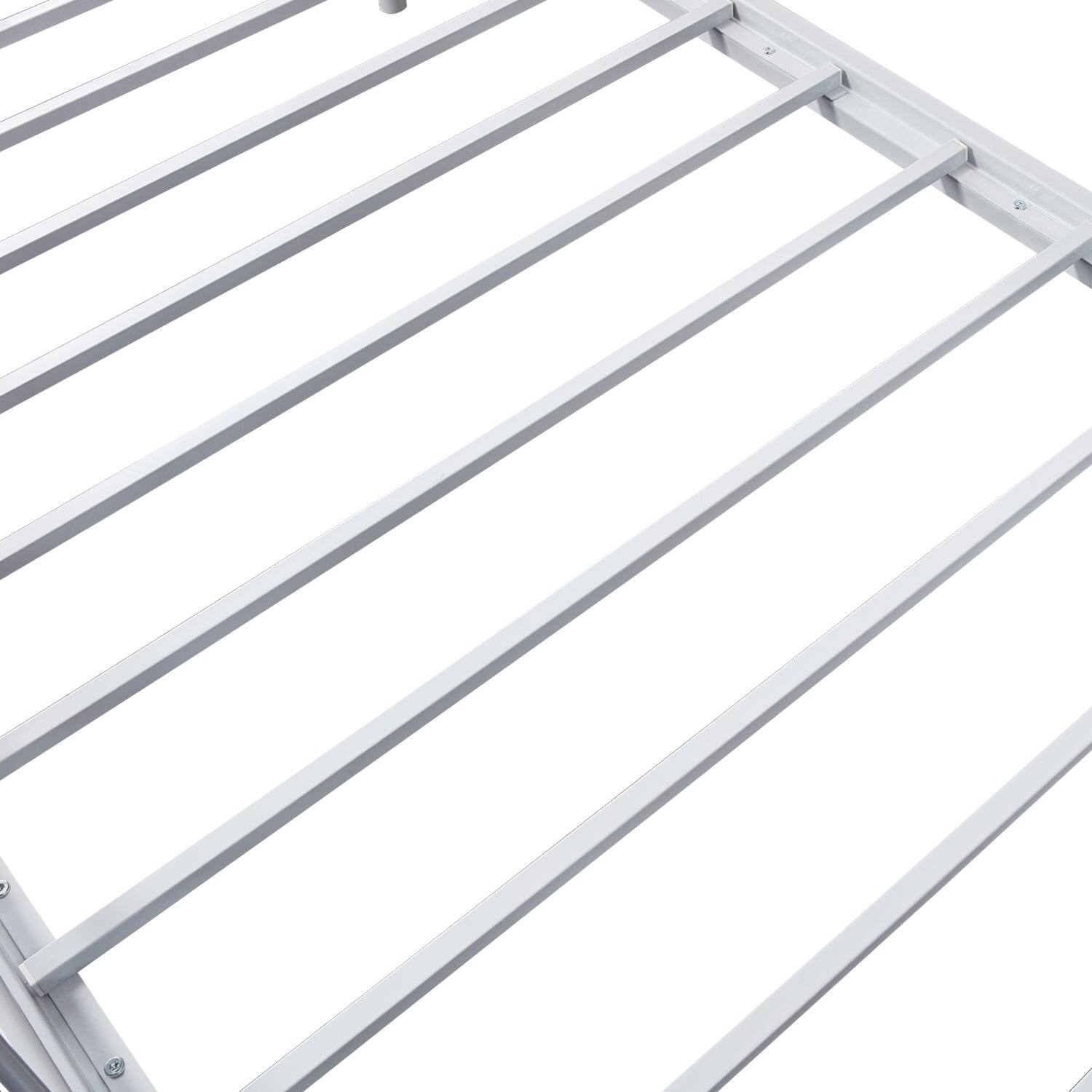 Alt View 2. Vecelo - Metal Twin Size Daybed Frame with Slats, Headboard & 12.6" Storage Space for Bedroom Guest Room or Living Room - White.