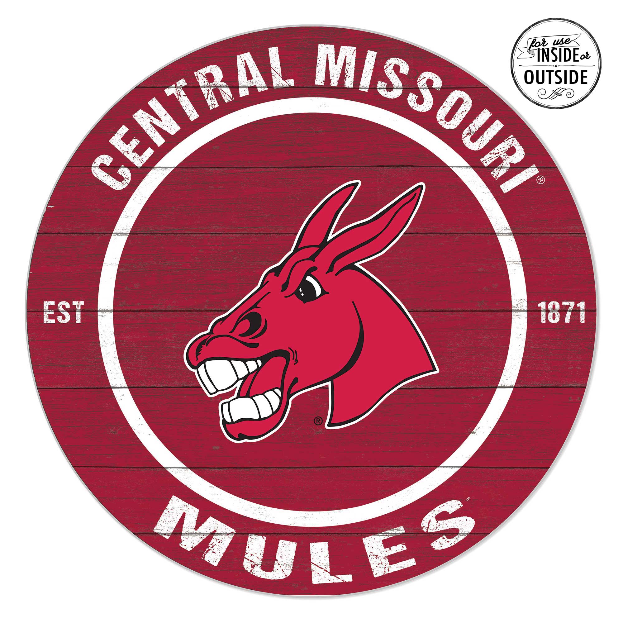 Central Missouri Mules 20'' x 20'' Indoor/Outdoor Team Color Circle Sign