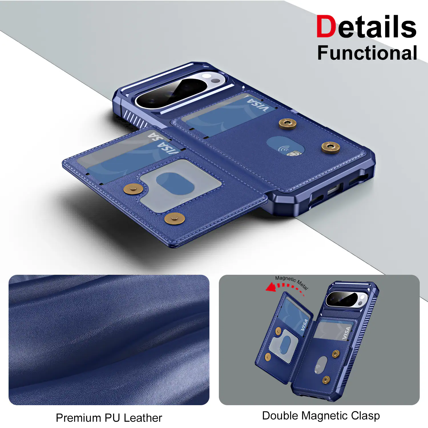 Dteck Shockproof Wallet Phone Case for Google Pixel 11 Pro, PU Leather ...