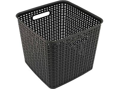 Front. Advantus - Advantus Extra Large Plastic Basket with Handles, Black (37519) - Black.